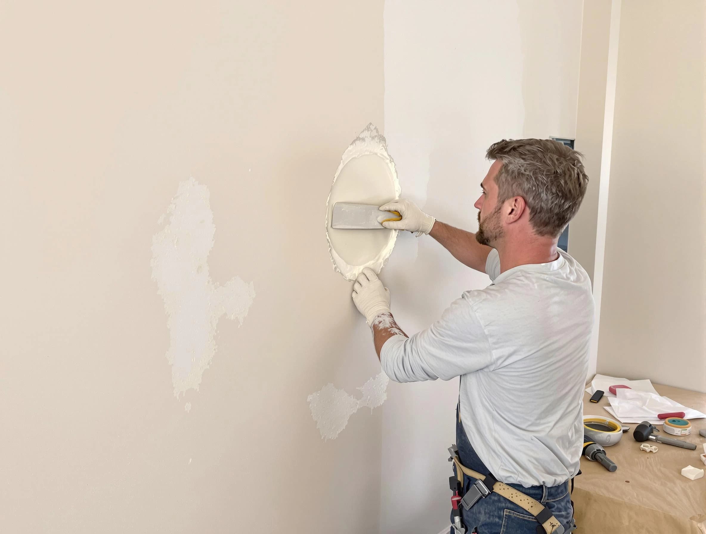 Scottsdale House Painters technician patching a drywall hole in Scottsdale, AZ