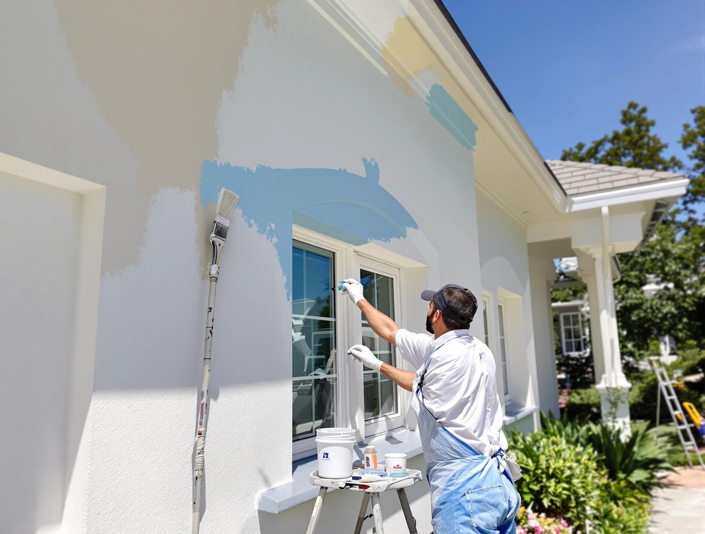 Scottsdale House Painters professional painting the exterior of a house in Scottsdale, AZ