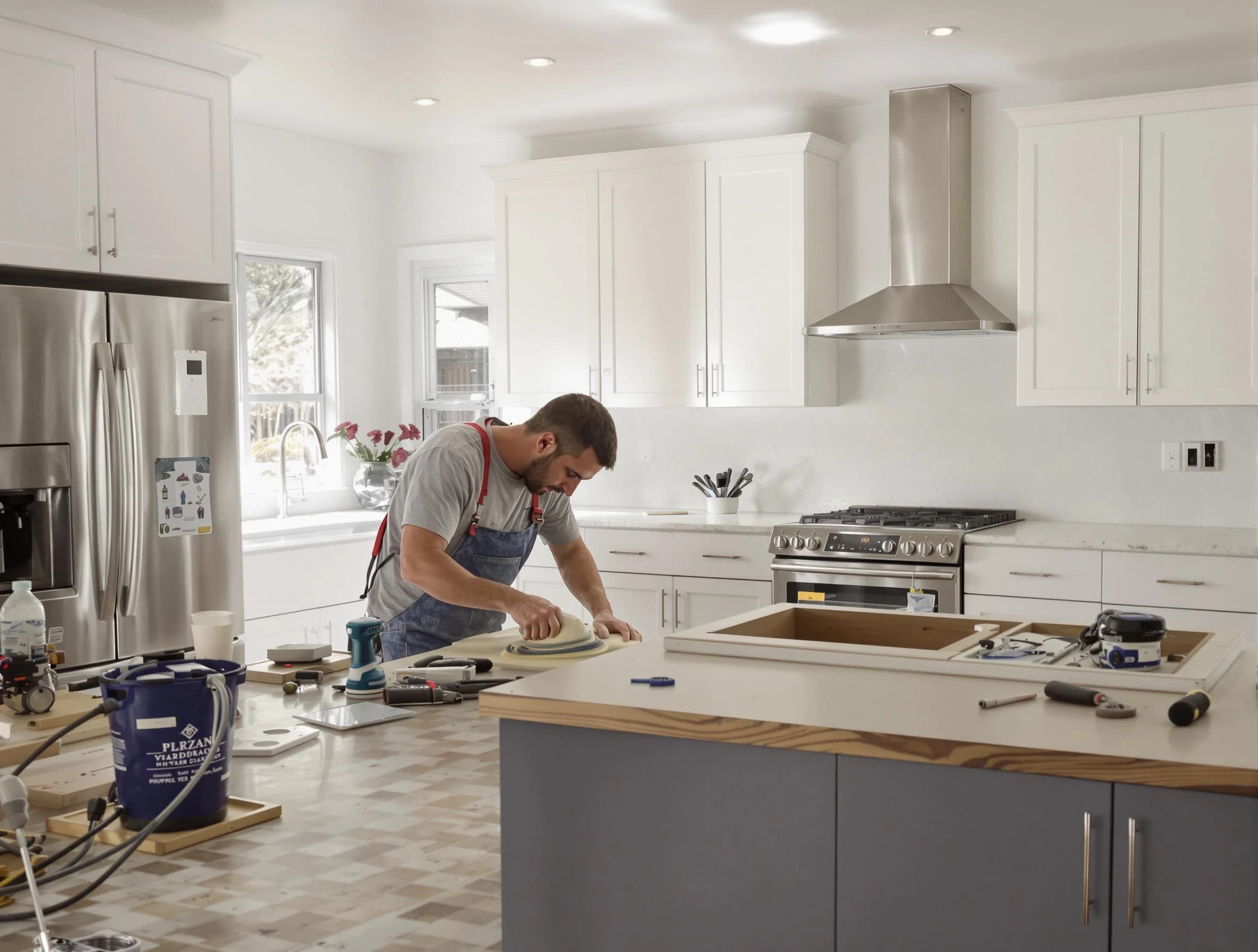 Scottsdale House Painters refinishing kitchen cabinets in Scottsdale, AZ