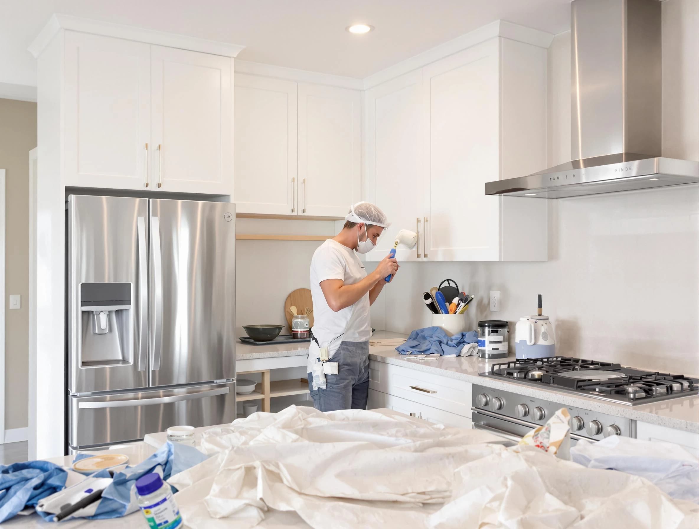 Scottsdale House Painters painter applying a fresh coat in a kitchen located in Scottsdale, AZ