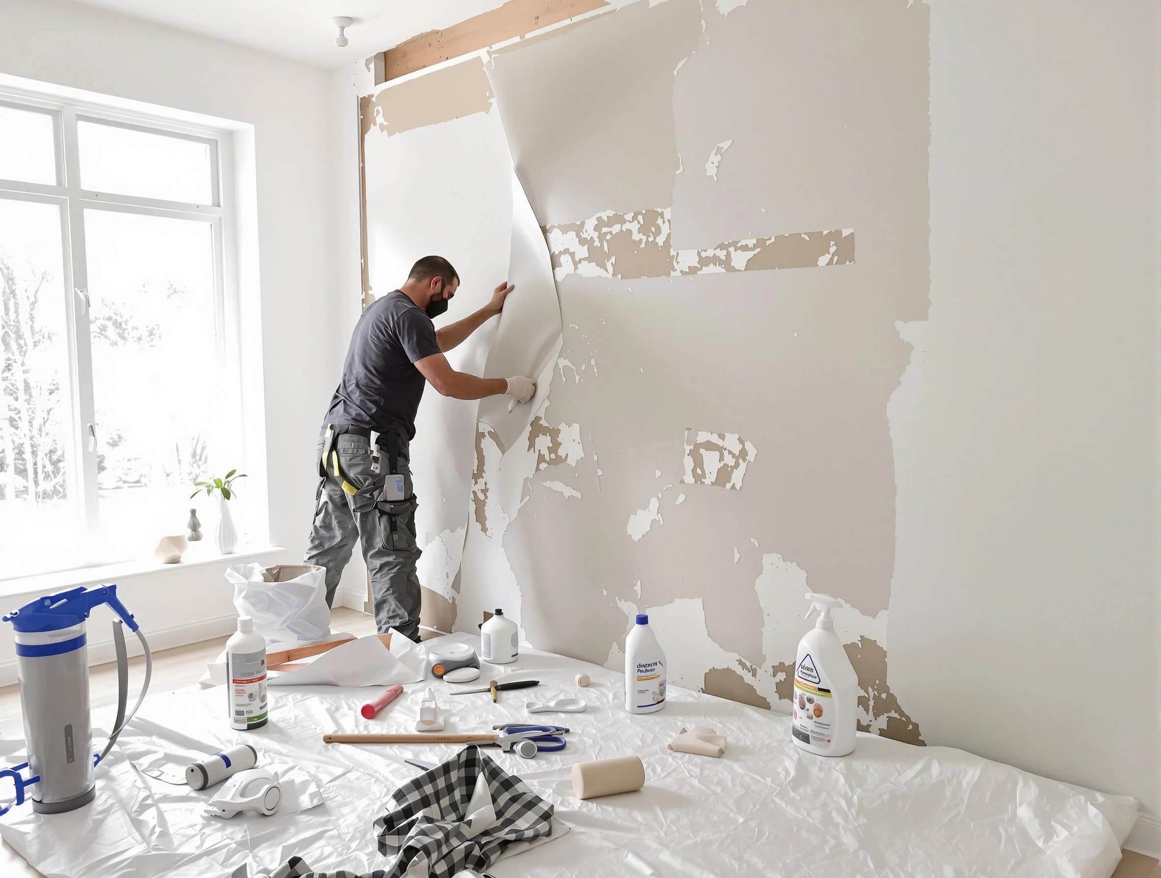 Scottsdale House Painters technician removing wallpaper in Scottsdale, AZ