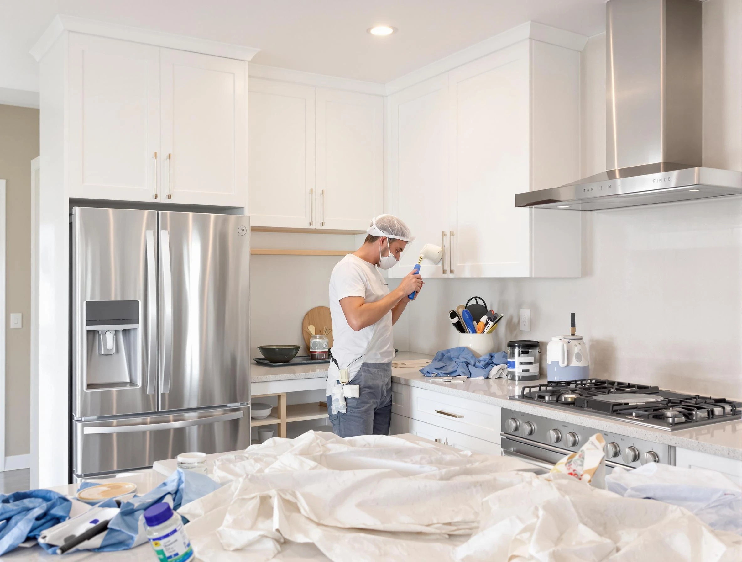 Scottsdale House Painters painter applying a fresh coat in a kitchen located in Scottsdale, AZ