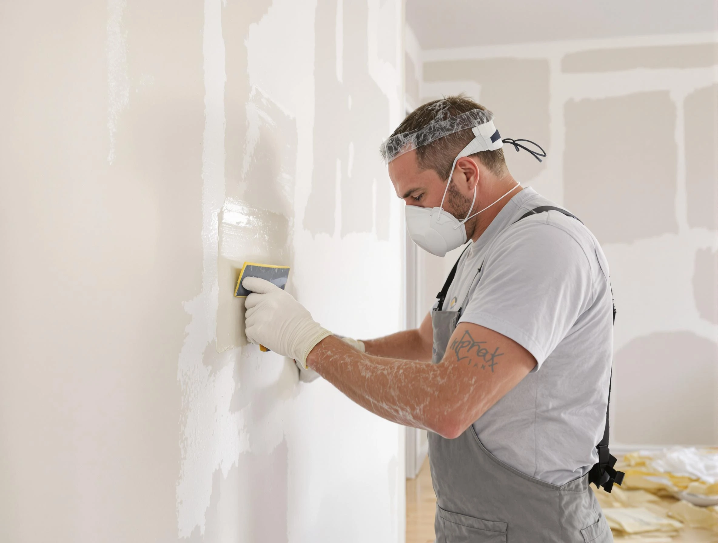 Scottsdale House Painters technician applying mud to drywall seams in Scottsdale, AZ